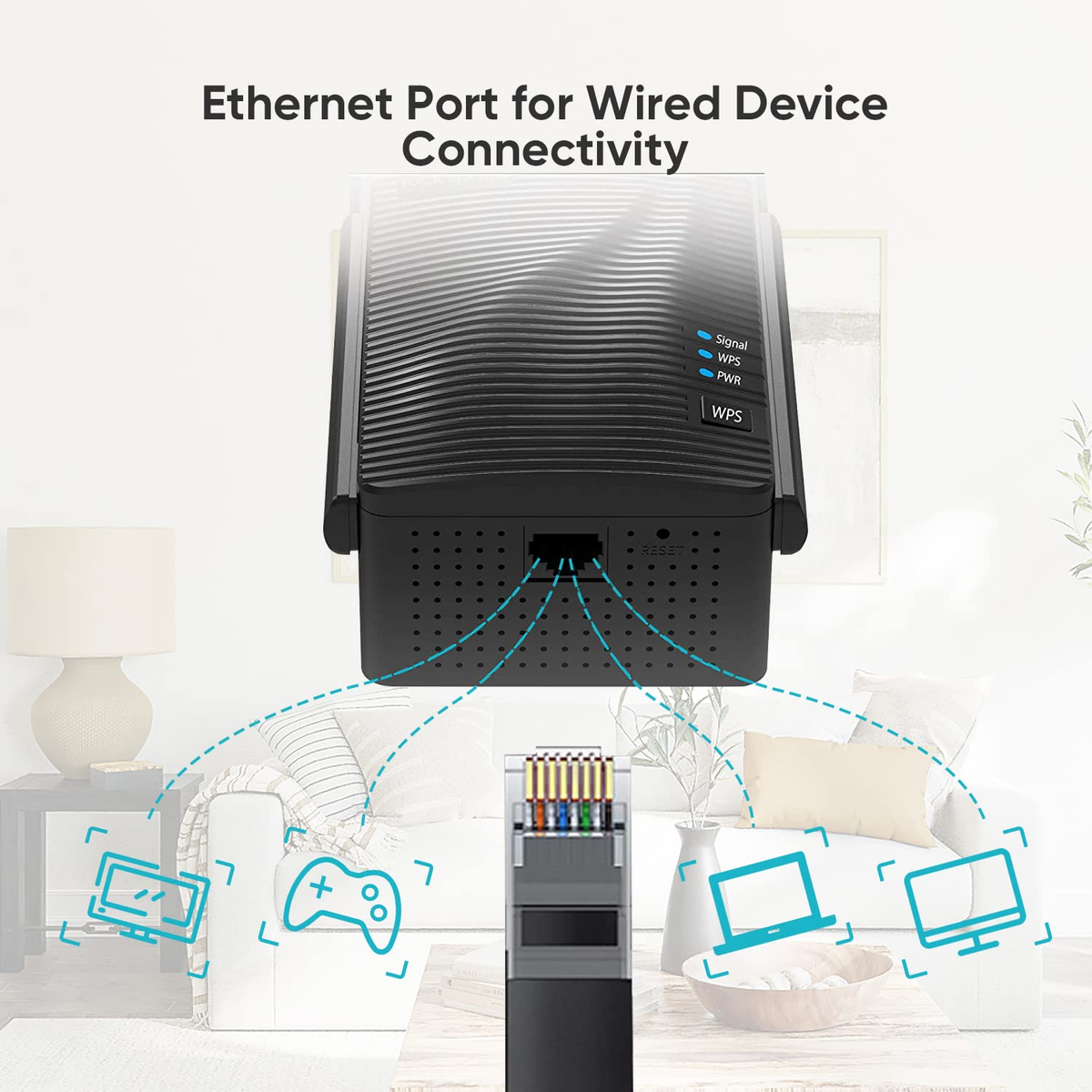 Répéteur Wi-Fi à quatre antennes avec bouton WPS