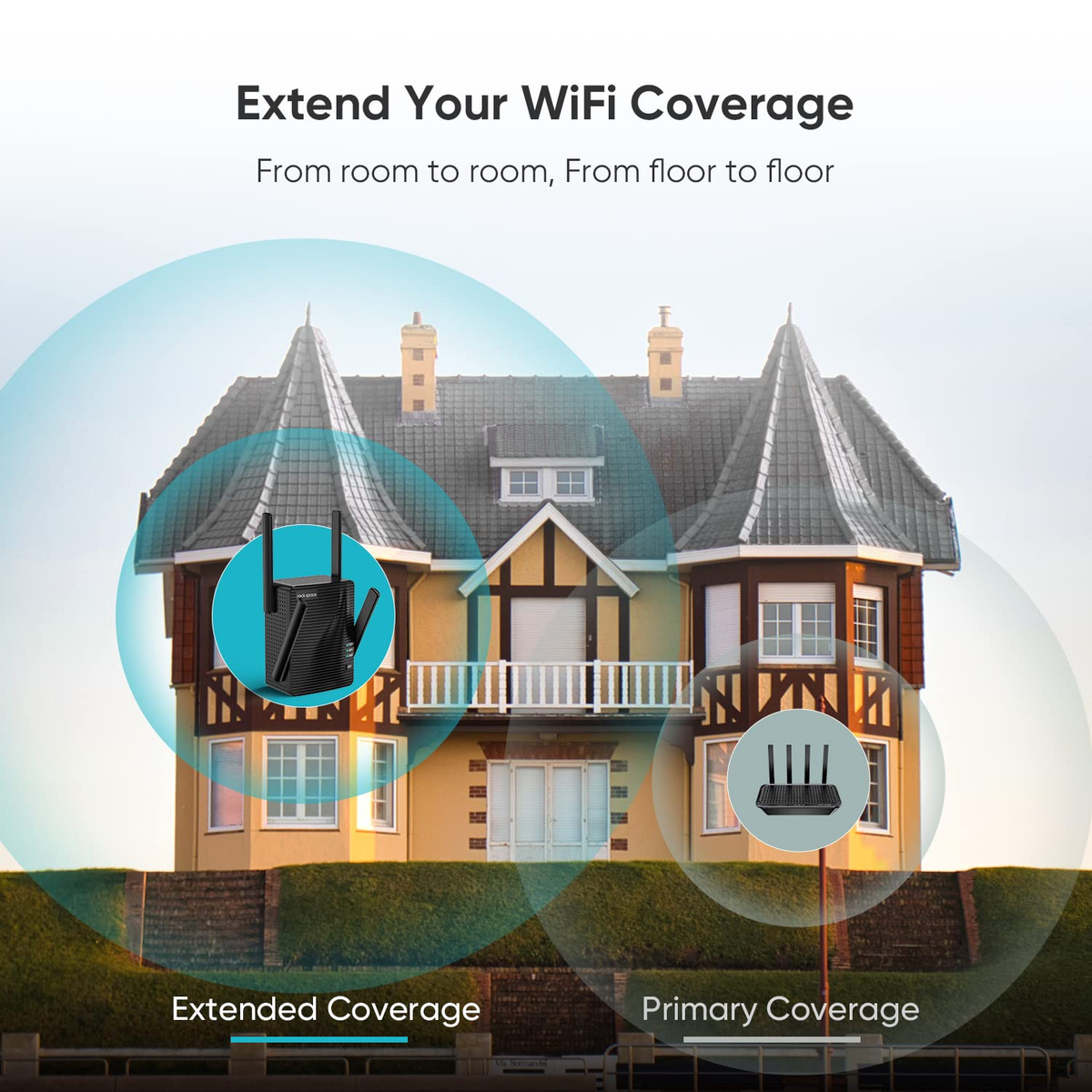 Répéteur Wi-Fi à quatre antennes avec bouton WPS