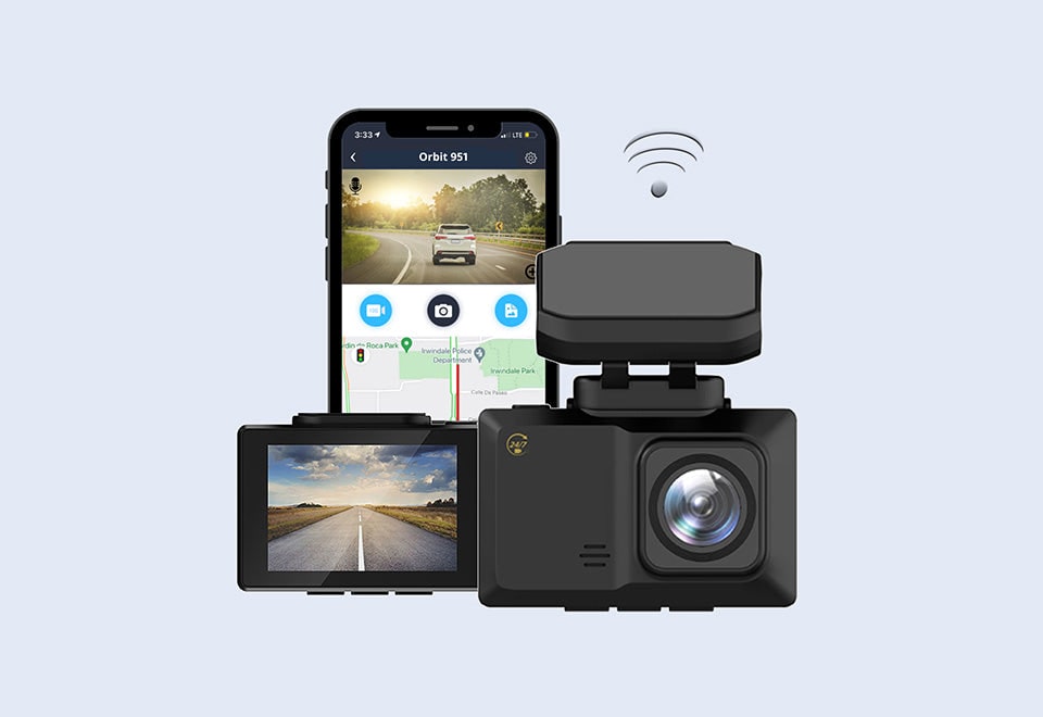 Caméra de voiture avant et arrière avec écran et commande par application