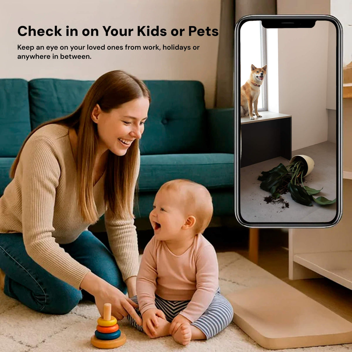 Mini caméra Wi-Fi intérieure avec alertes de mouvement