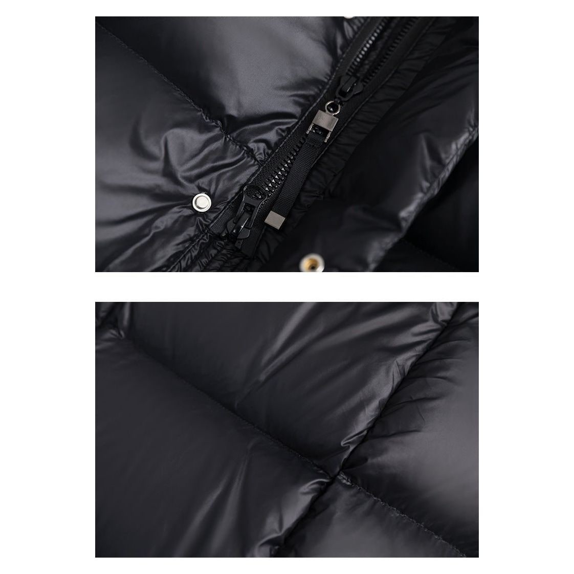 Doudoune noire longue pour femme avec capuche