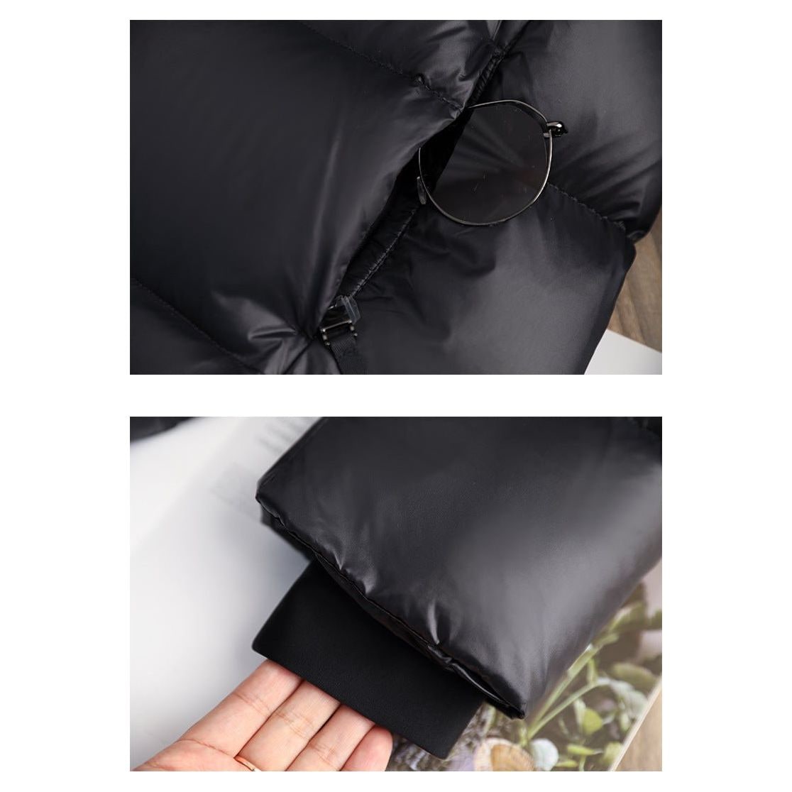 Doudoune noire longue pour femme avec capuche