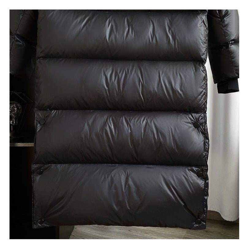 Doudoune noire longue pour femme avec capuche
