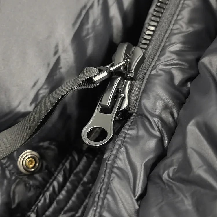 Doudoune noire longue pour femme avec capuche