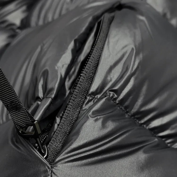 Doudoune noire longue pour femme avec capuche