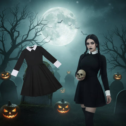 Robe de costume gothique à col blanc