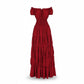 Robe longue épaules dénudées avec taille smockée