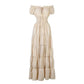 Robe longue épaules dénudées avec taille smockée