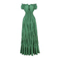 Robe longue épaules dénudées avec taille smockée