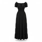 Robe longue épaules dénudées avec taille smockée