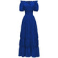 Robe longue épaules dénudées avec taille smockée
