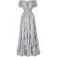 Robe longue épaules dénudées avec taille smockée