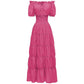 Robe longue épaules dénudées avec taille smockée