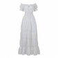 Robe longue épaules dénudées avec taille smockée