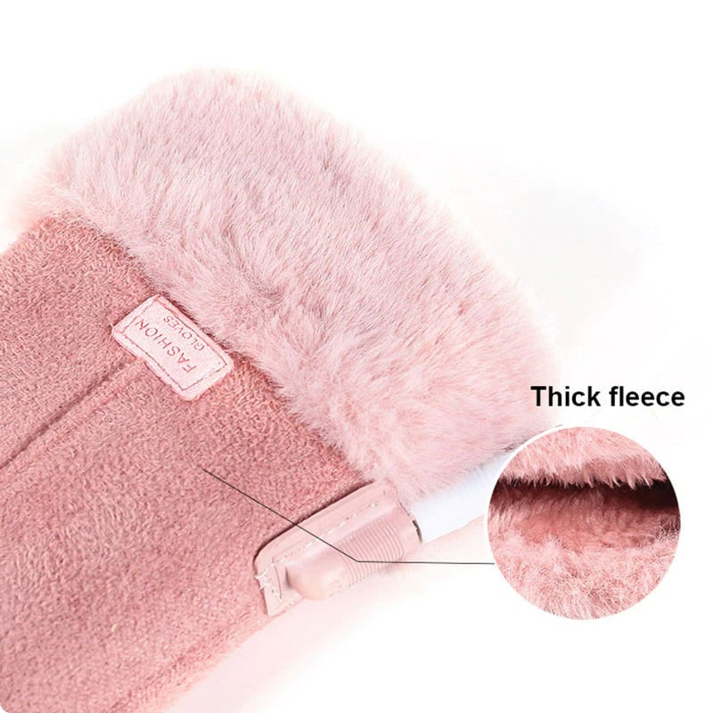 Gants chauffants rechargeables avec poignets en fausse fourrure
