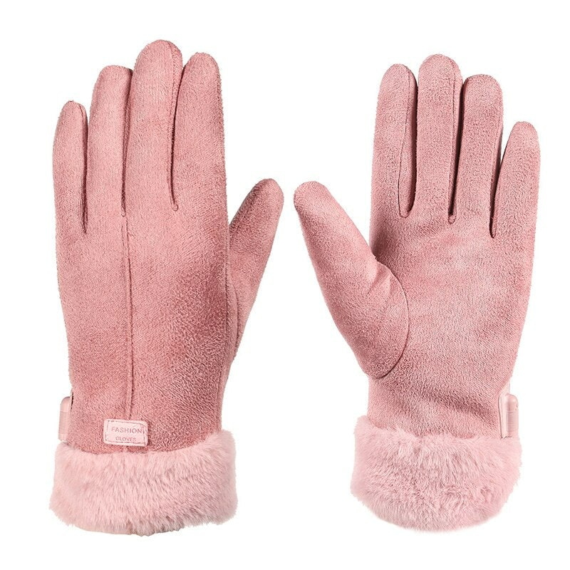 Gants chauffants rechargeables avec poignets en fausse fourrure