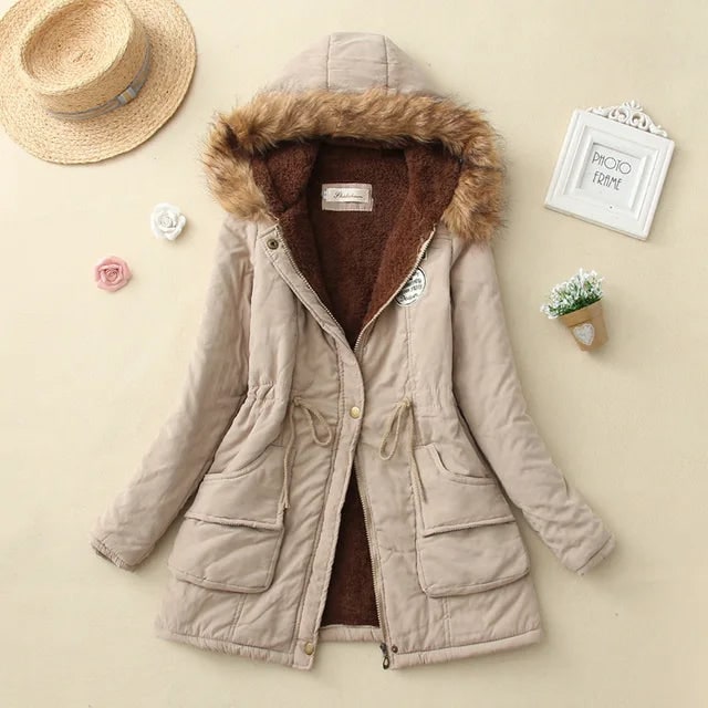 Manteau à capuche pour femme avec doublure polaire