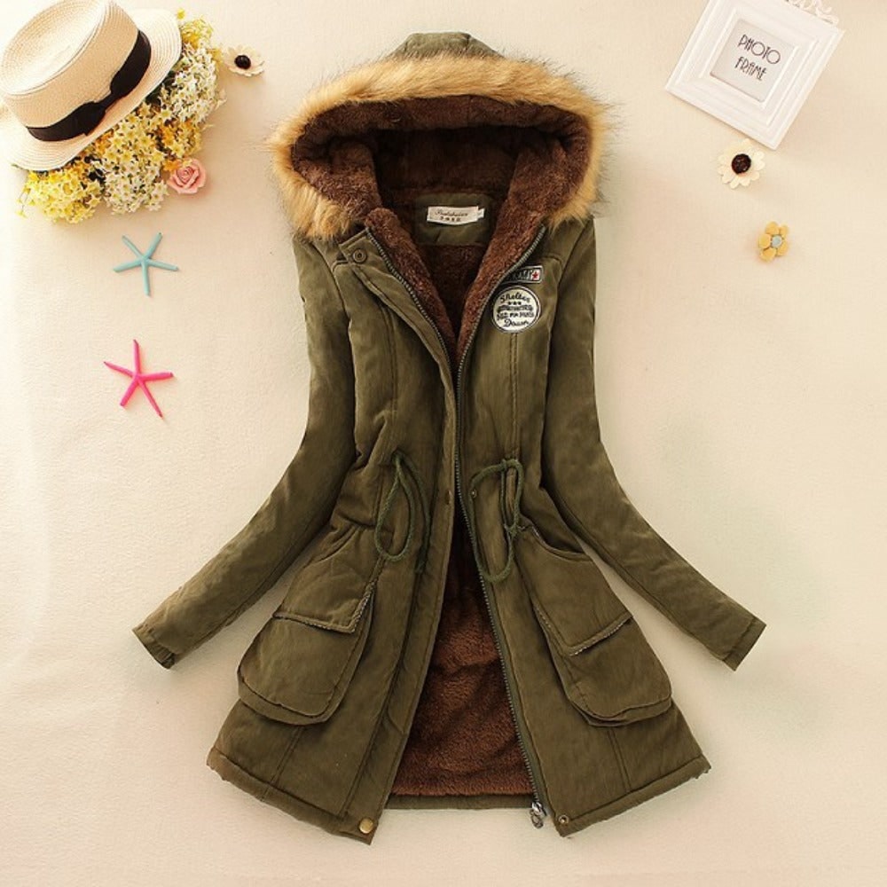 Manteau à capuche pour femme avec doublure polaire