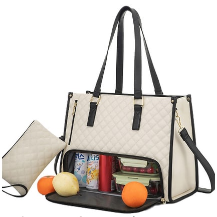 Sac-repas isotherme matelassé avec pochette assortie