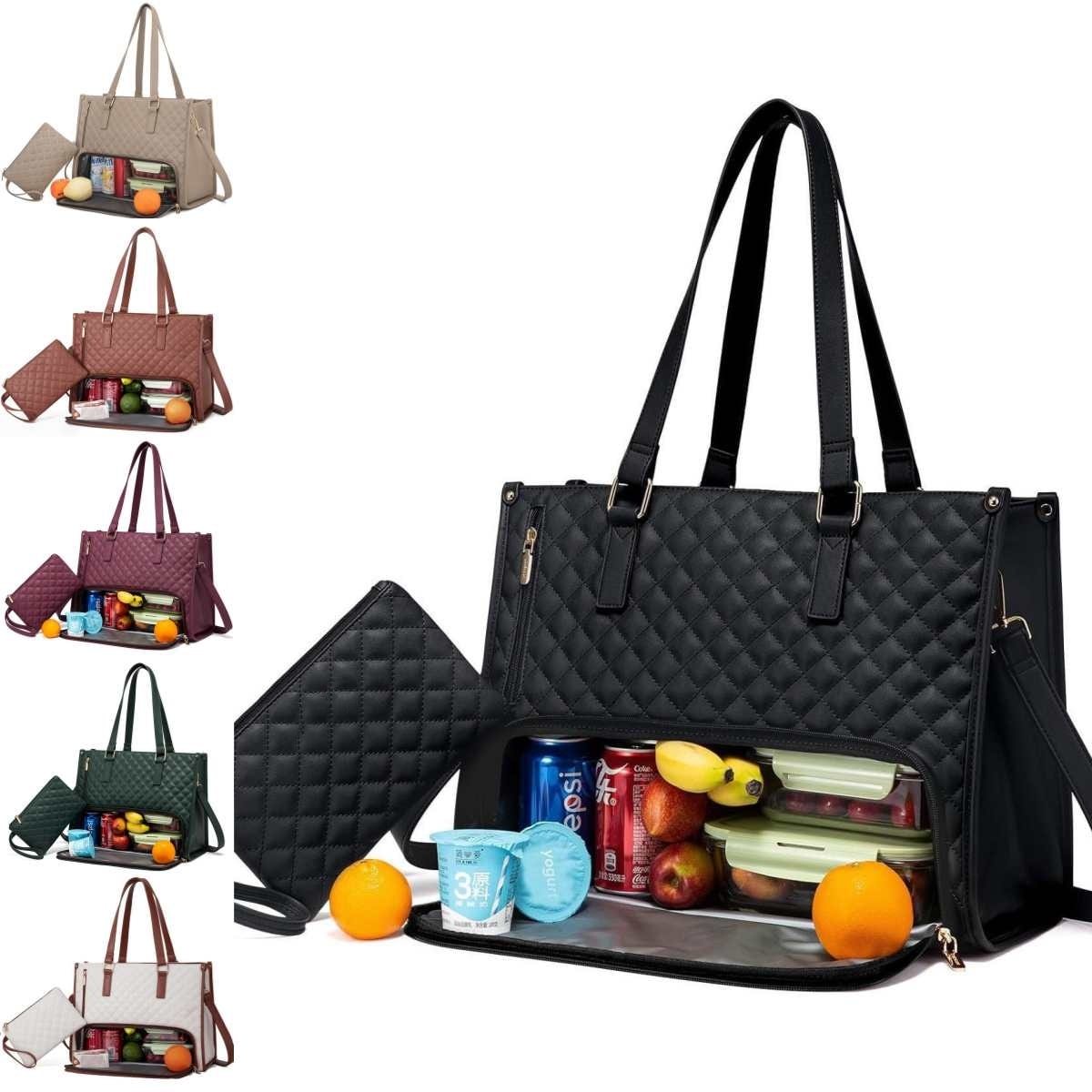 Sac-repas isotherme matelassé avec pochette assortie