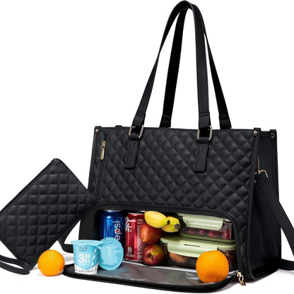 Sac-repas isotherme matelassé avec pochette assortie