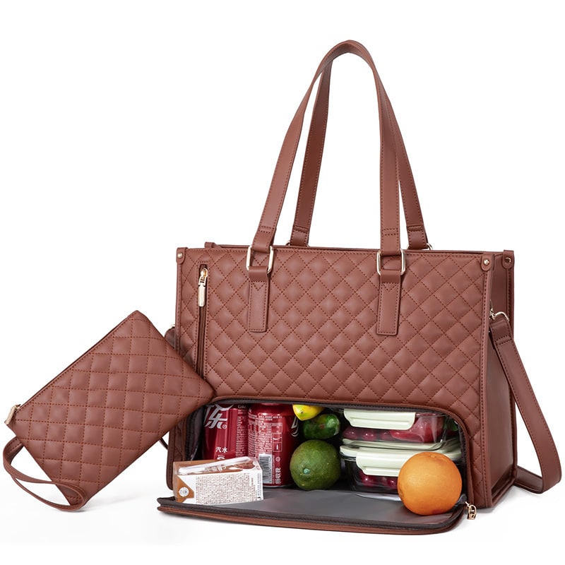Sac-repas isotherme matelassé avec pochette assortie