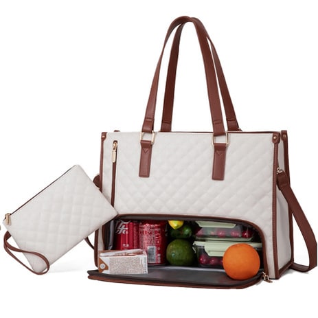 Sac-repas isotherme matelassé avec pochette assortie