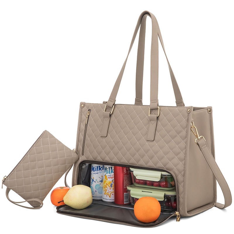 Sac-repas isotherme matelassé avec pochette assortie