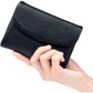 Portefeuille femme en cuir avec poches zippées et porte-cartes