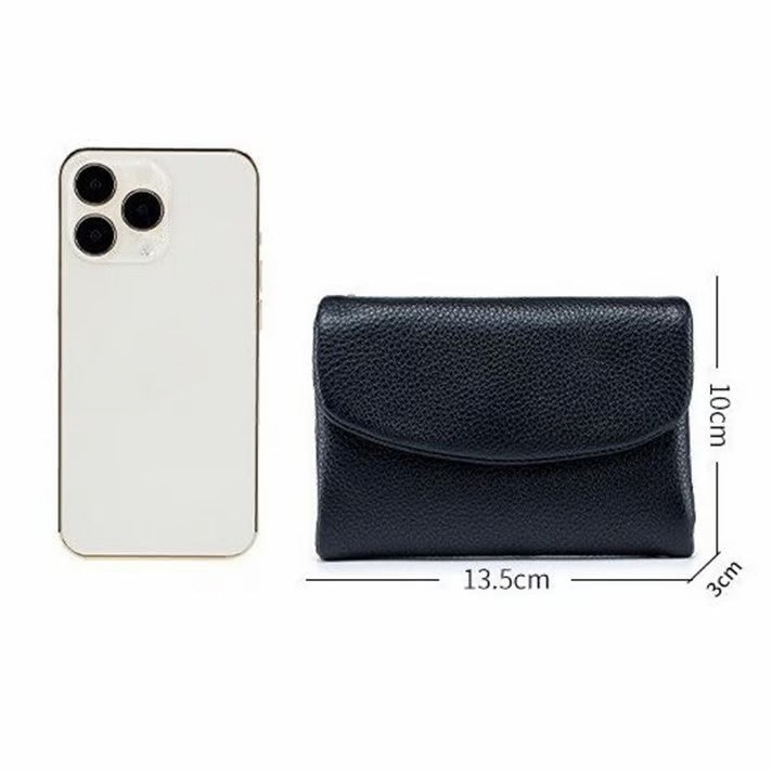 Portefeuille femme en cuir avec poches zippées et porte-cartes
