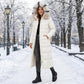 Manteau matelassé long pour femme avec capuche et ceinture