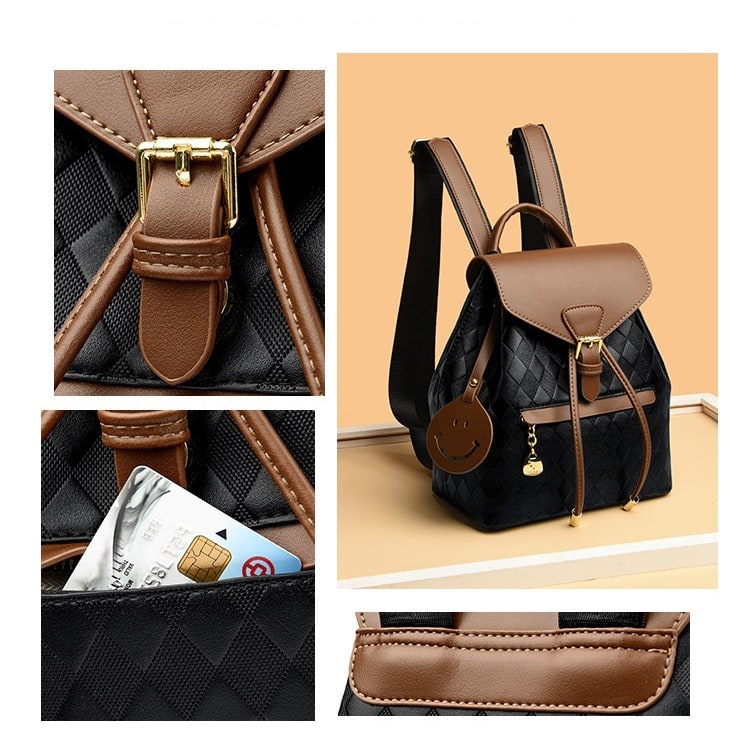Mini sac à dos matelassé en similicuir avec cordon de fermeture