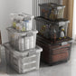 Boîte de rangement plastique empilable à couvercle et poignée