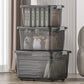 Boîte de rangement plastique empilable à couvercle et poignée
