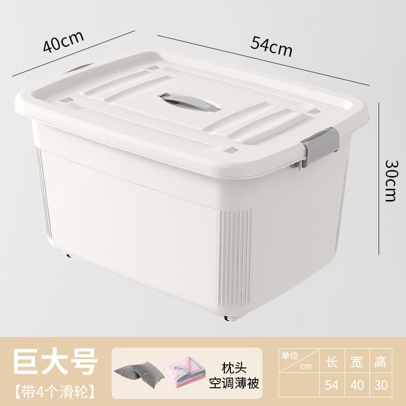 Boîte de rangement plastique empilable à couvercle et poignée