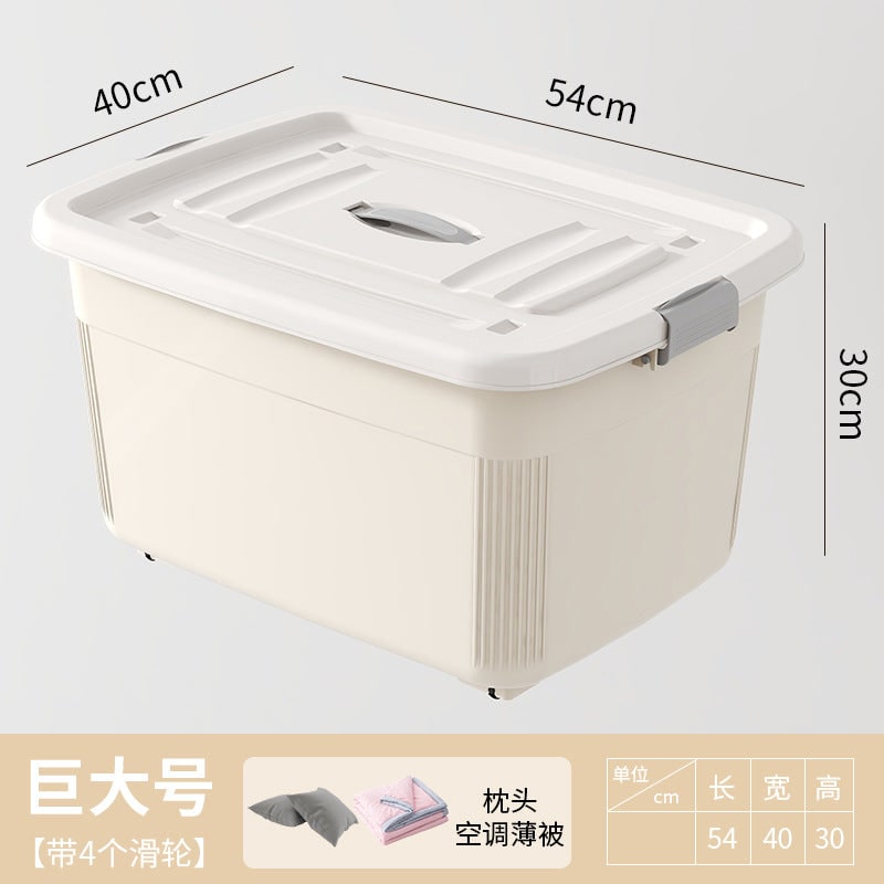 Boîte de rangement plastique empilable à couvercle et poignée
