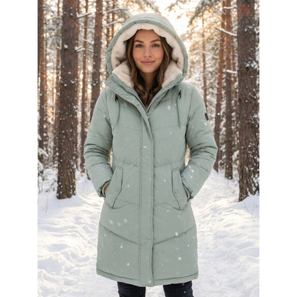 Doudoune mi-longue pour femme avec capuche doublée polaire