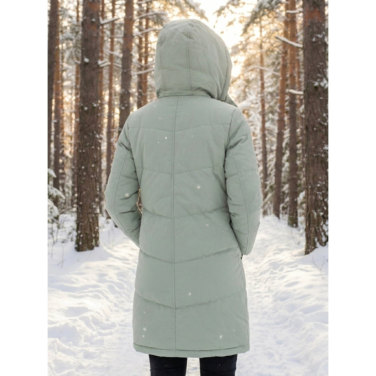Doudoune mi-longue pour femme avec capuche doublée polaire