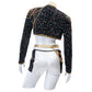 Costume de danse à sequins avec veste courte et ceinture à chaînes
