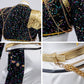 Costume de danse à sequins avec veste courte et ceinture à chaînes