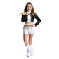 Costume de danse à sequins avec veste courte et ceinture à chaînes