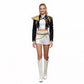 Costume de danse à sequins avec veste courte et ceinture à chaînes
