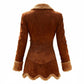 Veste ajustée pour femme en imitation daim avec bordures fourrées