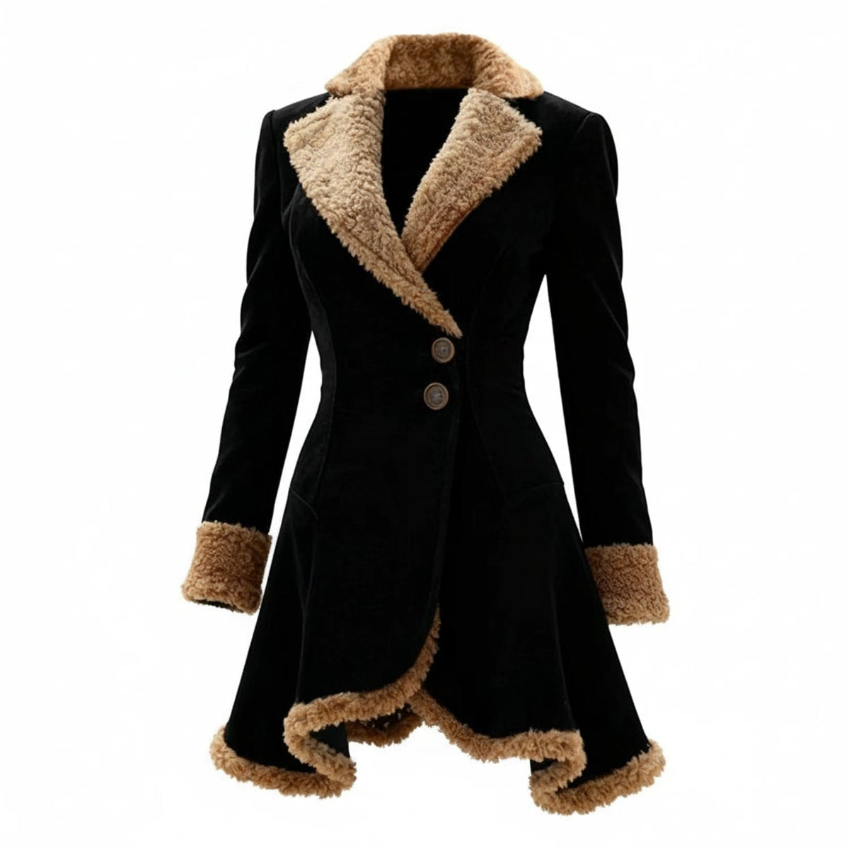 Veste ajustée pour femme en imitation daim avec bordures fourrées