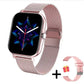 Montre connectée pour femme à écran tactile et bracelet métallique