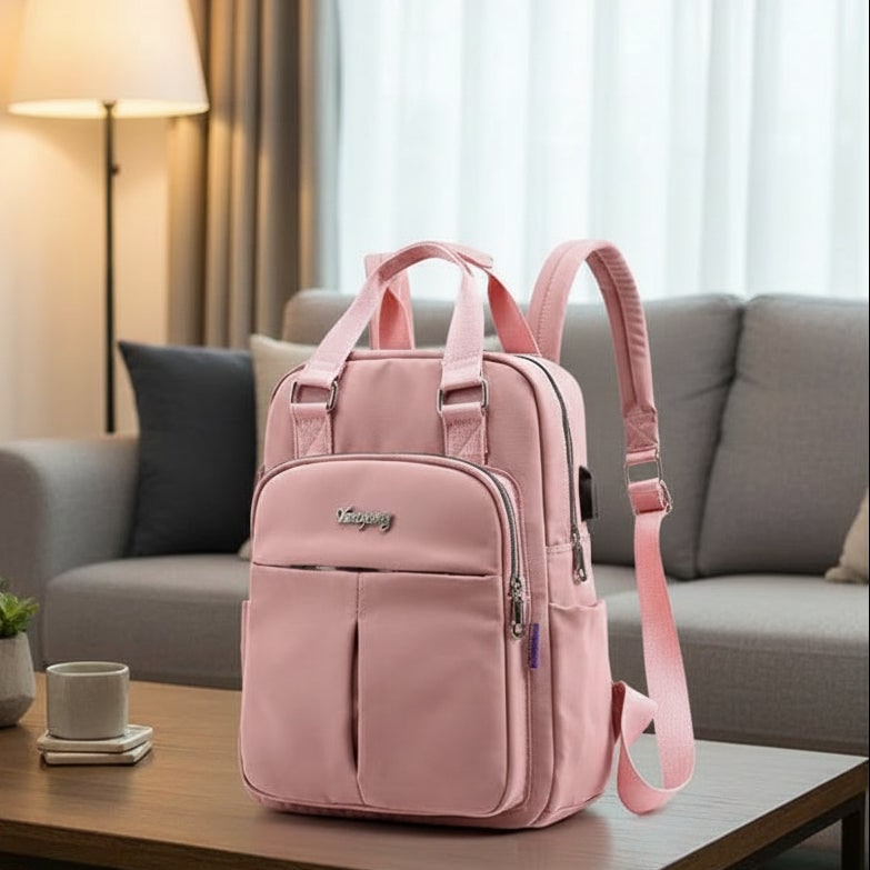Sac à dos de voyage en nylon pour femme avec port USB