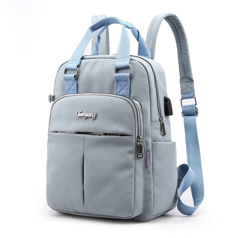Sac à dos de voyage en nylon pour femme avec port USB
