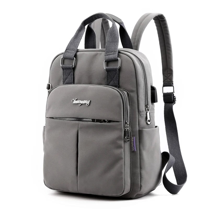 Sac à dos de voyage en nylon pour femme avec port USB