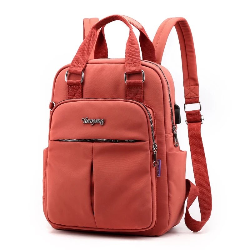 Sac à dos de voyage en nylon pour femme avec port USB