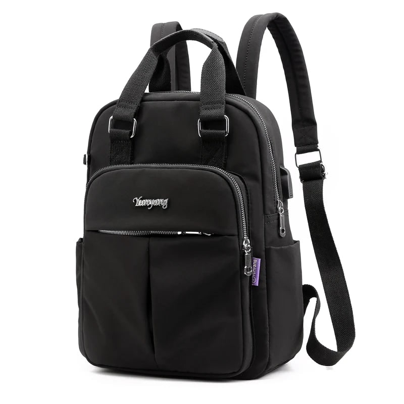 Sac à dos de voyage en nylon pour femme avec port USB